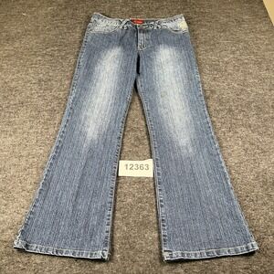 Azita Flare Jeans Womens 8 Blue Denim Cotton Stretch Embroidered Everyday Wear